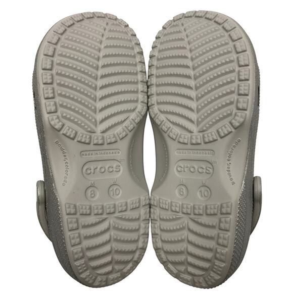 NEW Crocs Classic Glitter Clogs Unisex Mens 8US / Womens 10US Silver NWOB - Picture 6 of 8